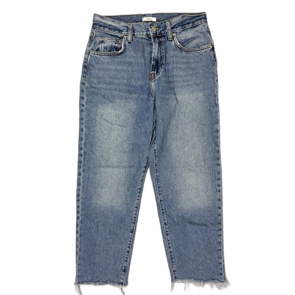 Forever 21 Size 28 Womens Jeans Crop High Rise Raw Hem Med Wash Cotton